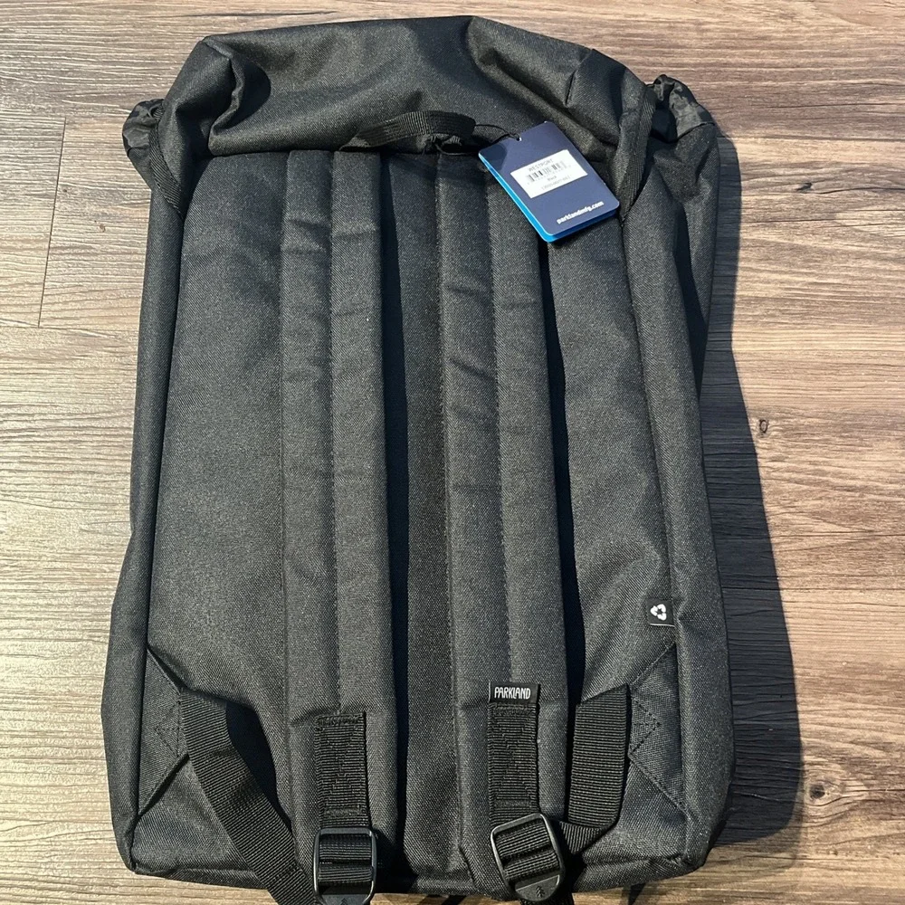 Parkland Backpack Book Bag Hiking Camping Large Drawstring‎ Buckles Black
